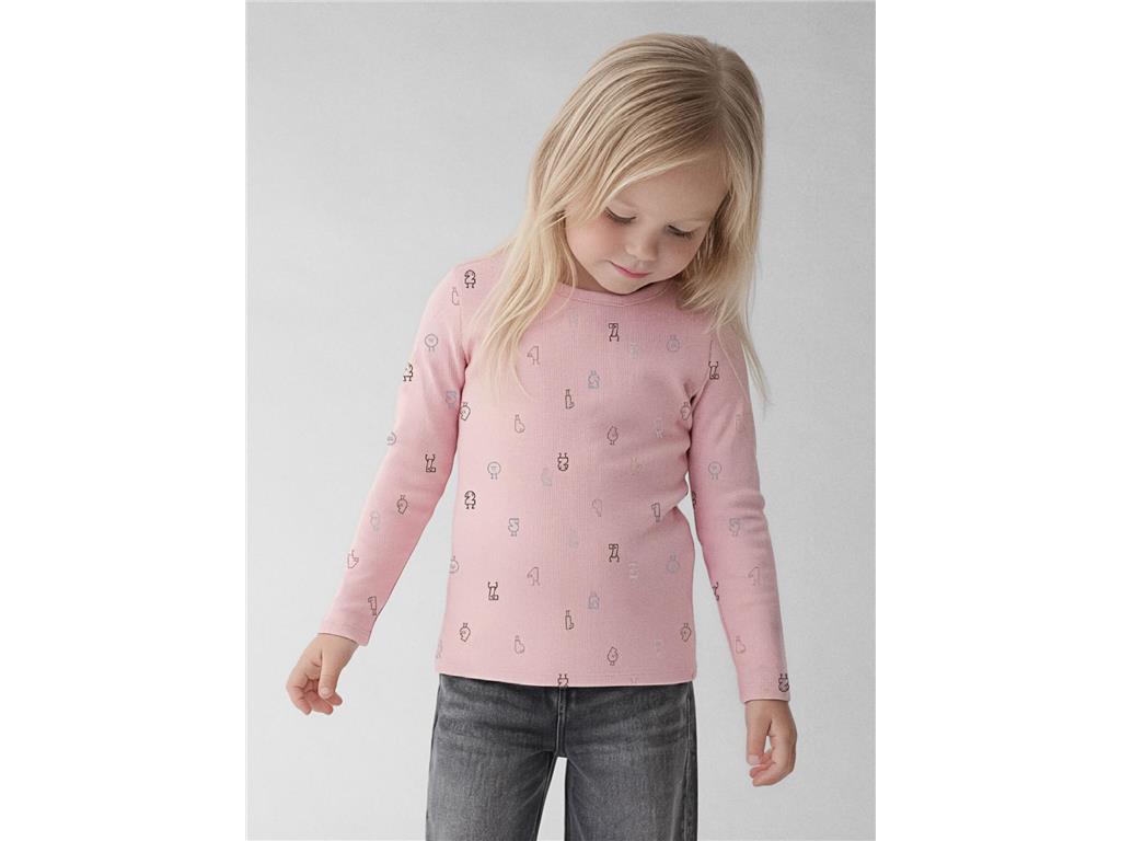 Dekliška rebrasta majica z dolgimi rokav